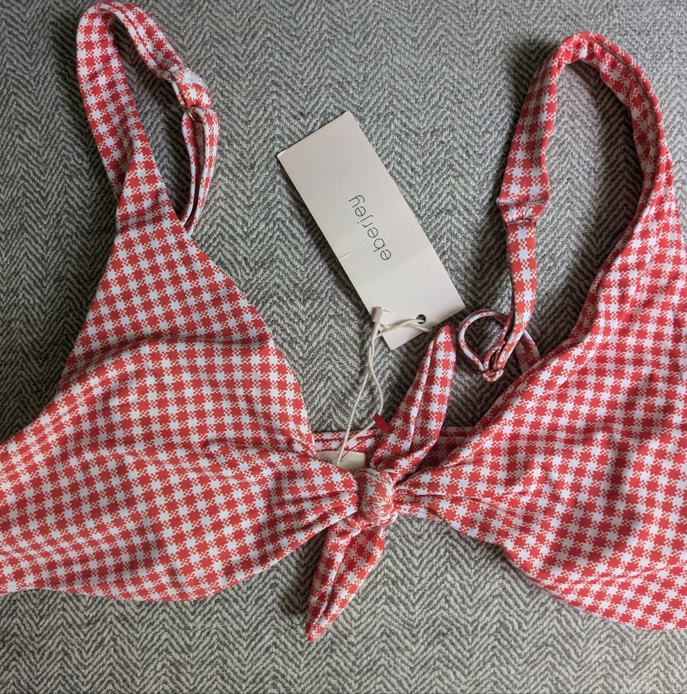 Wit & Wisdom Red and White Checkered Bikini Top